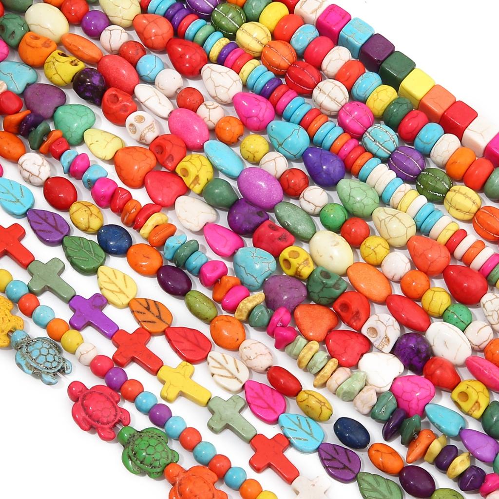 Synthetic Colour Turquoise Various Shapes of Colour Beads For Handmade Bracelet Necklace Keychain DIY Craft Jewelry Making Accessories