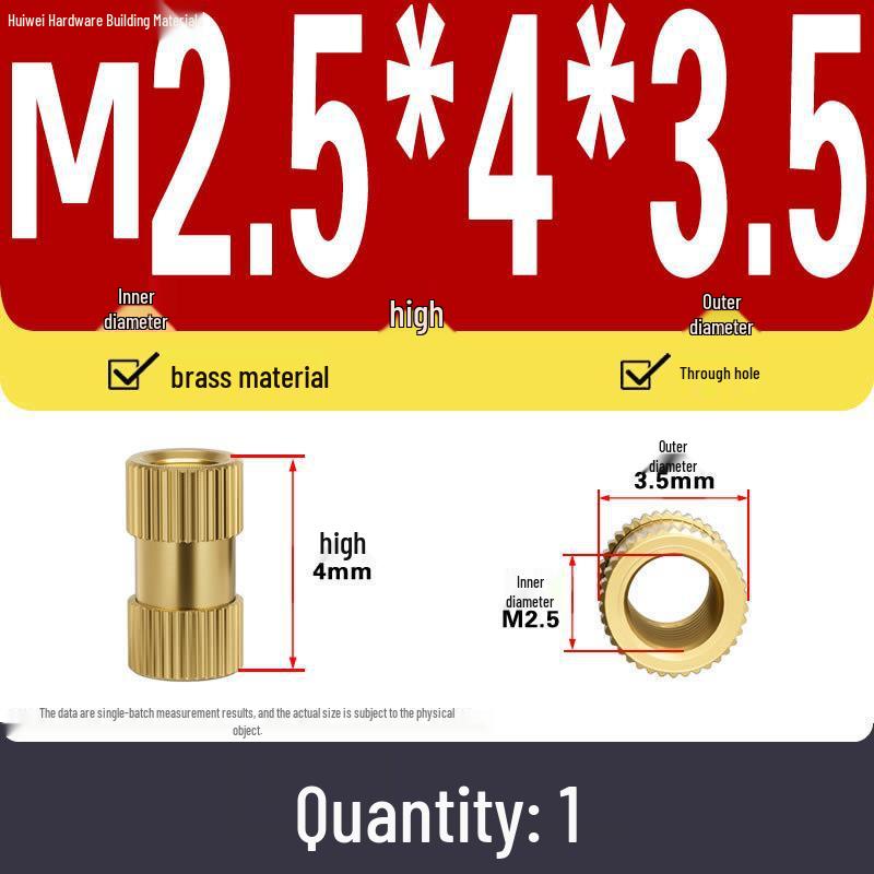 Zwei-Wege-Spritzguss Kupfer Rändelmuttereinsatz (M2-M8)