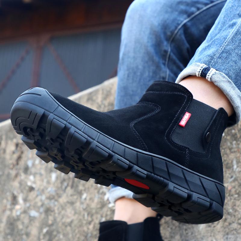 Men's Safety Shoes: Anti-Smash, Anti-Puncture, Anti-Scald, Non-Slip, Suede, Comfortable Rubber Sole