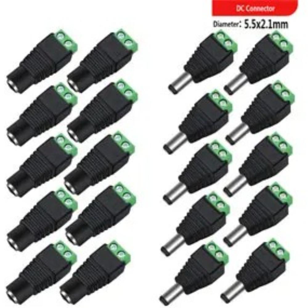 12V DC Power Connector 5.5mm x 2.5mm Power Jack Adapter 100 Pairs/100PCS For Led Strip CCTV Security Camera Wire Ends