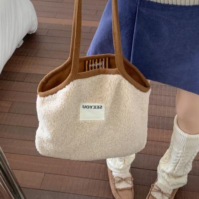 Autumn Retro Double-sided Women Suede Shoulder Bags Large Capacity Ladies Handbags Tote Versatile Faux Lamb Wool Crossbody Bag