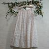 Japanese Mori Girl Spring Summer Women Pink Skirt Elastic Waist Floral Embroidery Sweet Skirt Vintage Delicate Cotton Skirts Womens