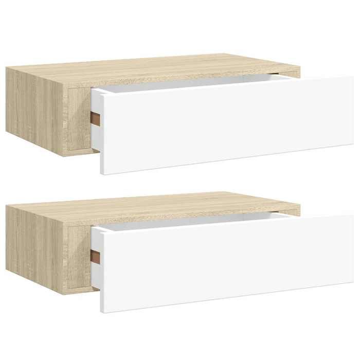 VidaXL 2x Wall-Mounted Drawer Shelves Floating Cabinets Hanging Shelves Wall Supports Living Room Living Room 330250