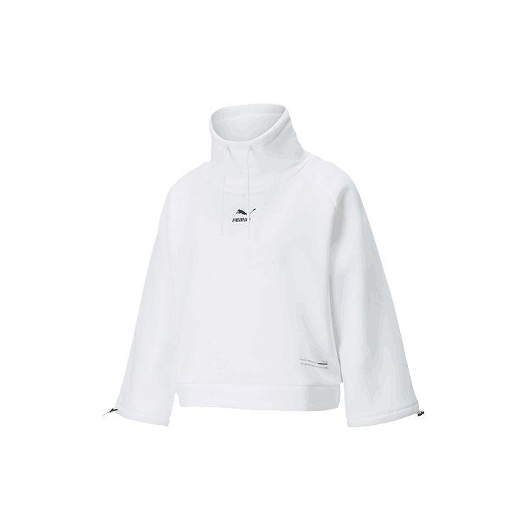 

Puma Короткая плюшевая повседневная свободная толстовка с воротником-стойкой и длинным рукавом женская толстовка белая 530299-02