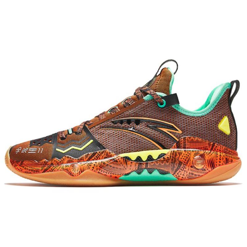 Anta Frenzy 5 Pro FOCUS Abrasion Resistant Low Top Basketball Shoes Men s Orange Green Sneakers 112411111S-4 44.5