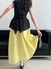 Summer Yellow High-Waist A-Line Umbrella Skirt