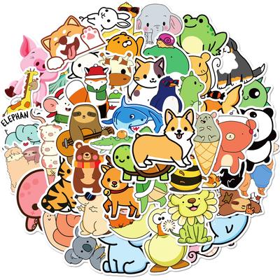50 Cartoon Doodles Cute Animals Stickers Reward Stickers Diy Water Cup Luggage Pocket Stickers