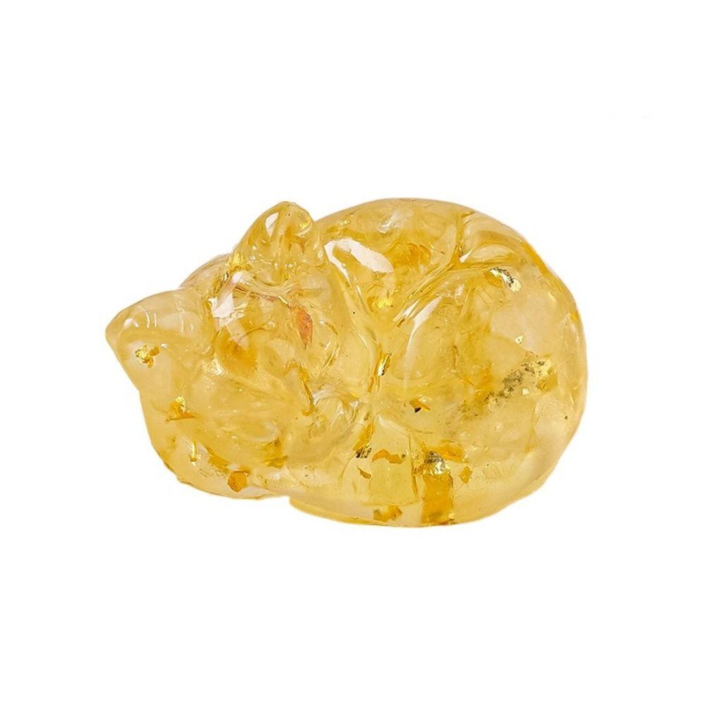 

Animal Sleeping Cat Ornaments Cute Natural Cat Macadam Crystal Sleeping Cat Household Supplies жовтий