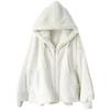 Women's Autumn and Winter plush fashion warm lamb fur jacket with Faux Otter fur hood, loose coat jacket
