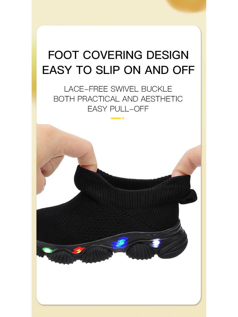 Pantofi Sport Cu Lumini pentru Copii, Tricotați Fly-Knit - Ultra-Ușori, Respirabili, Talpă Moale pentru Copii Mici