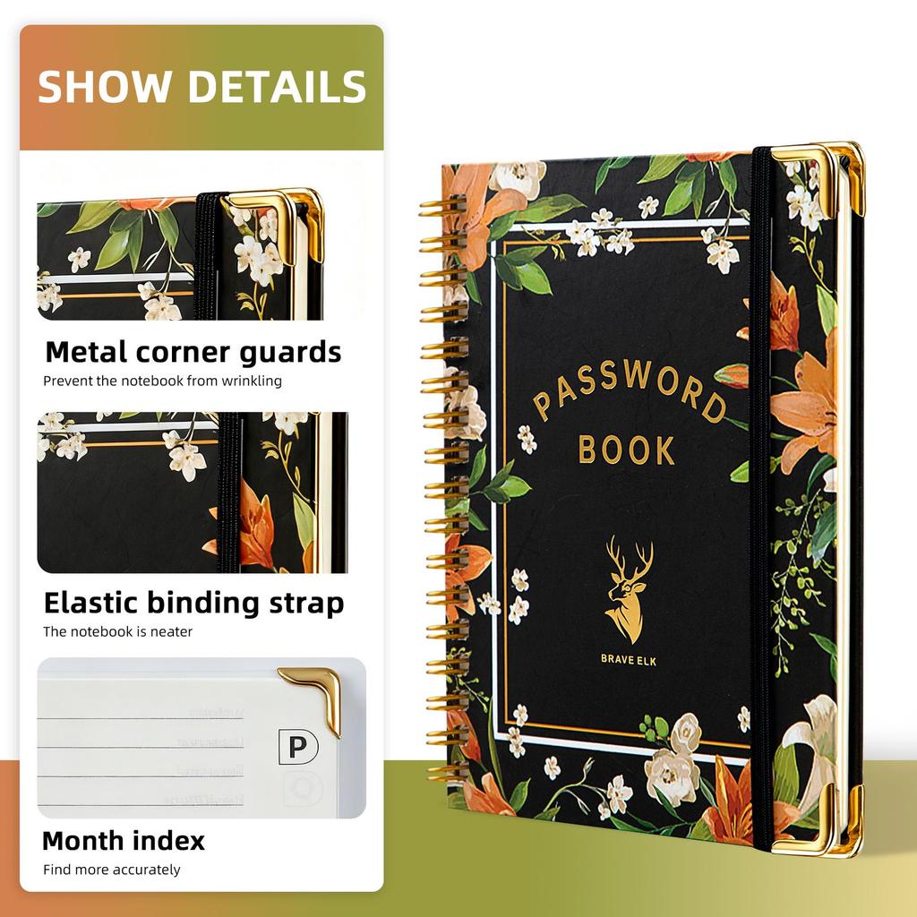 Exclusive B6 Password & Address Spiral Notebook with Tabs
