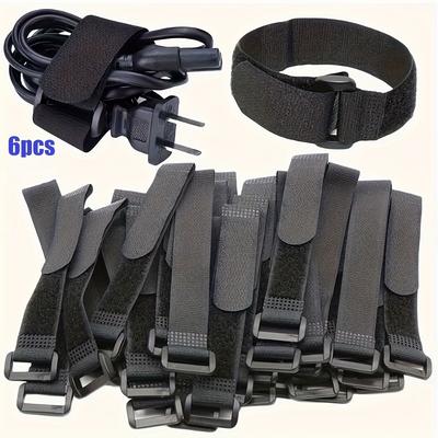 6PCS Reusable Magic Tape Straps with Anti-Drop Buckle Self-Adhesive Binding Bands for Storage And Organization