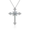 Exaggerated Moissanite Cross Pendant Necklace Full-Set S925 Sterling Silver Jewelry Accessory