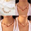 Adorable Cherry Strawberry Heart Necklace With Natural Margarite Accents Adjustable Chain For Casual Or Date Outfits Lightweight Zinc Alloy Jewelry