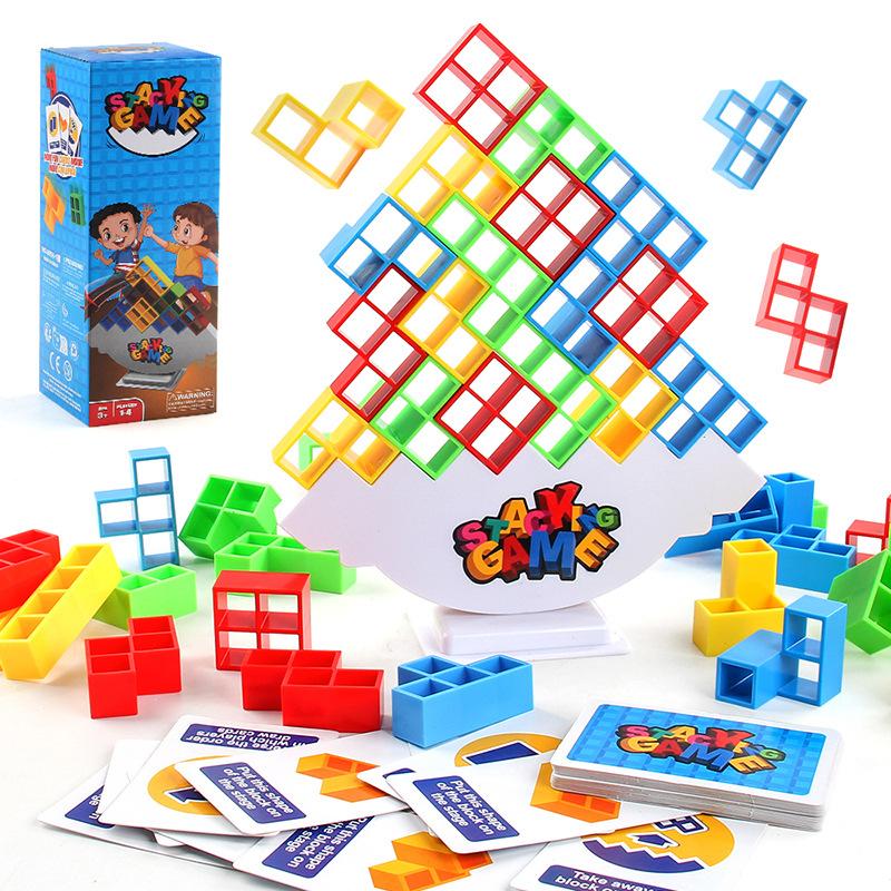 48/32/16Pcs Tetra Tower Balance Stacking Blocks Game Early Learning Educational Toy Gift for Kids Family Games