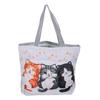 [LEDMOMO] Embroidered Cat Print Shoulder Bag for Women, Large Capacity Tote Bag, Lightweight Cotton-Linen Material, Casual Simple Design, Perfect for
