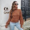 Chic Women Colorful Blend Autumn Loose Turtleneck Balloon Sleeve Winter Sweater Sizes S to L