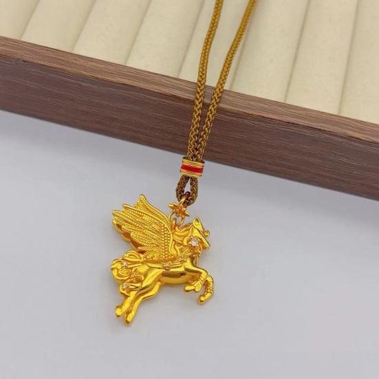 Nazar Pegasus Złoty Wisiorek Skrzydlaty Koń Symbol Mitologiczny Siły Wolności Latający Koń Biżuteria Prezent dla Kobiet Mężczyzn