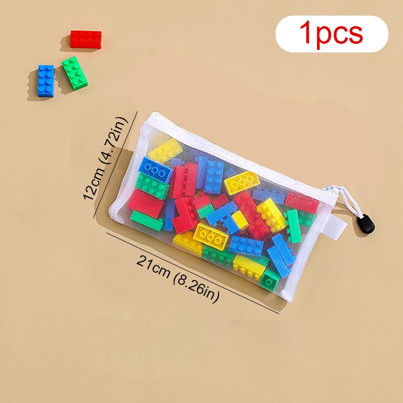 

Storage and Organization Bags for Puzzle and Building Blocks Toys | Transparent Zippered Mesh Bags | Storage Accessories | Cosmetic Organizers