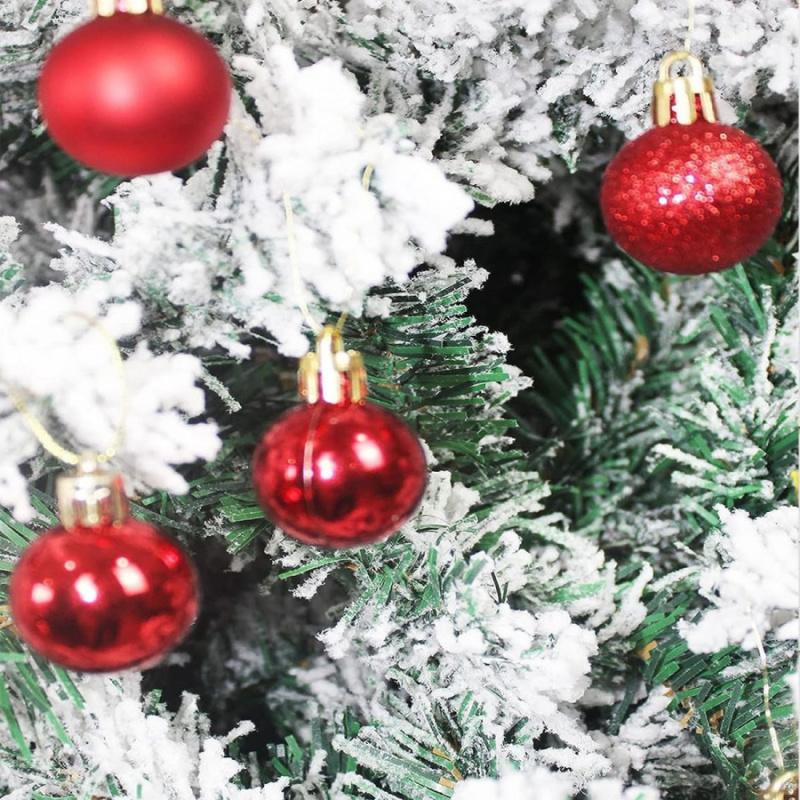 24pcs/Red Christmas Ball Box Christmas Tree Decoration Set Christmas Tree Ornaments Shiny Matte Sequin Garland Decoration Hangin