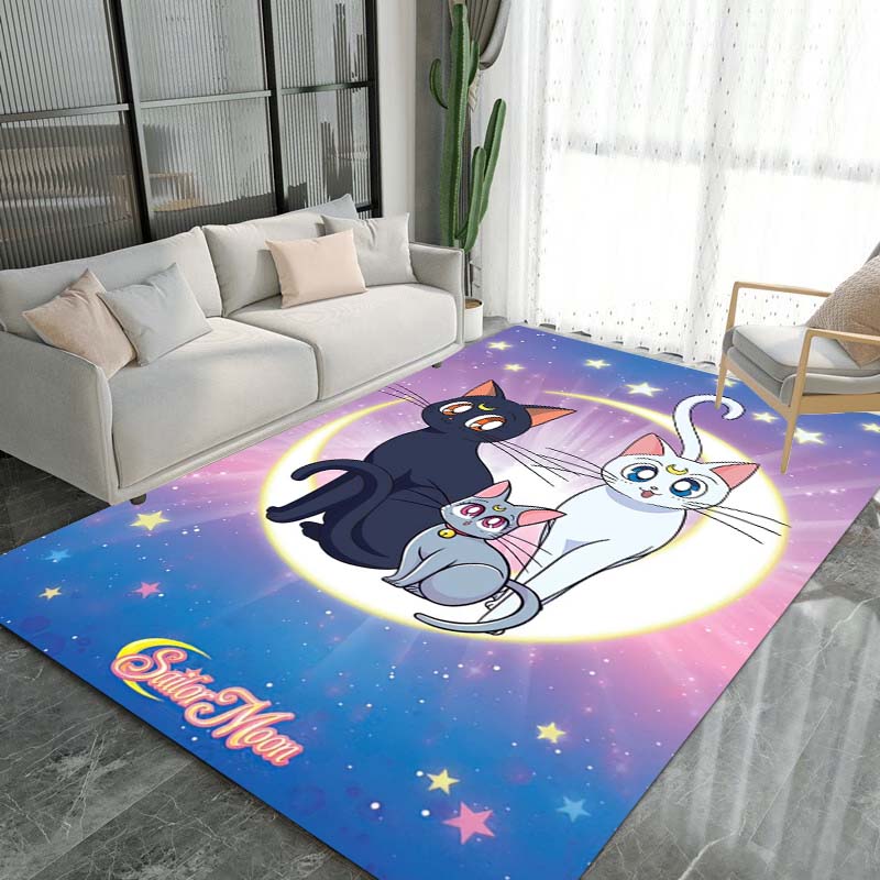 3DPretty Guardian Sailor Moon Pattern Rug, Non-slip Floor Mat, Suitable for Children's Playrooms, Bedrooms, Crawling Mats, Stain