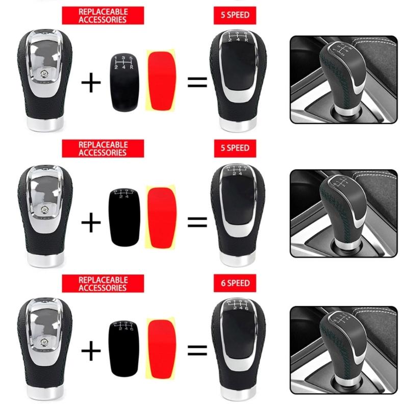 Manual Gear Shifter Knob PU Leather 5/6 Speed Shifter Lever Suitable for Car SUVs Trucks Comfortable Grip Easy To Clean