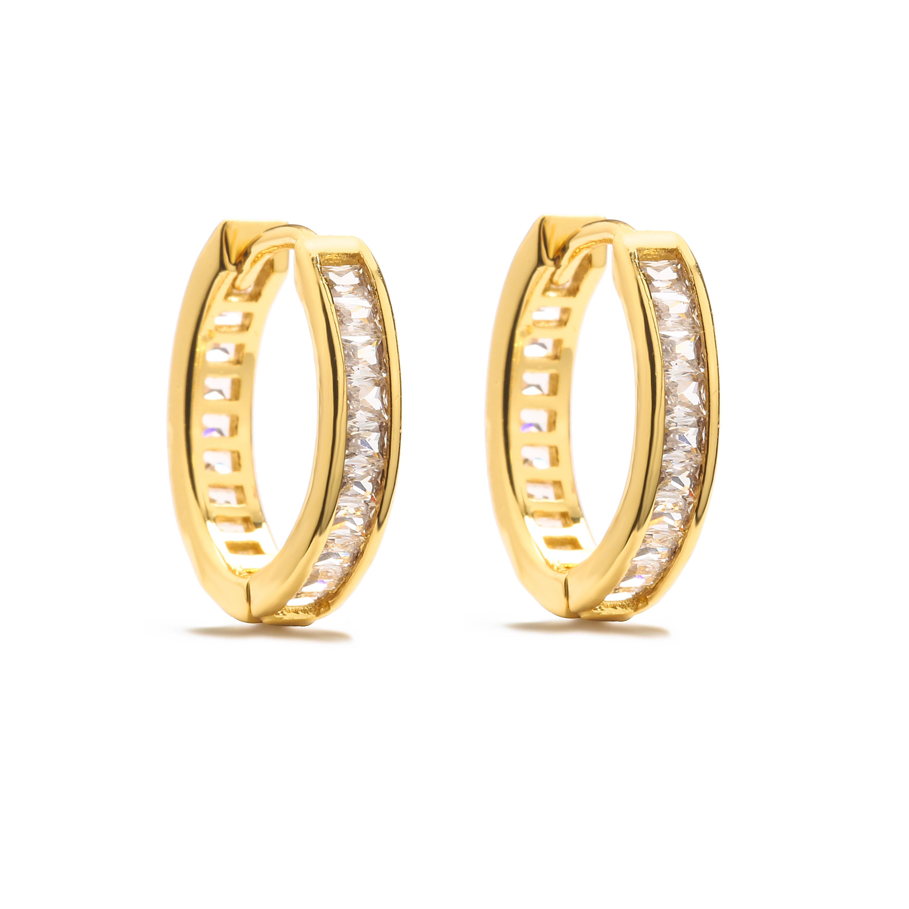 HECHENG, Full Paved Crystal CZ Hoop Earrings for Women Dazzling Accessories Wedding Party Delicate Birthday Gift  Zircon