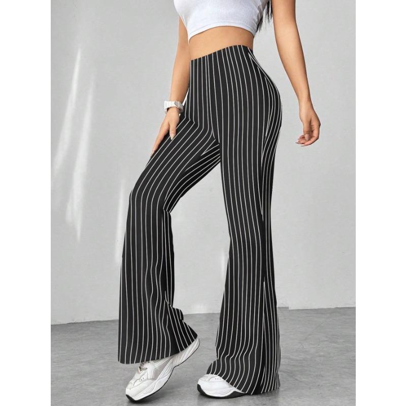 DAFIFY Women's Fashion Casual Solid Color Print High Waist Trousers Pants & Capris
