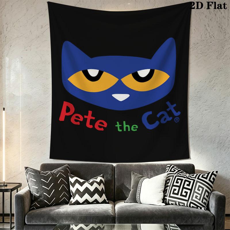 Pete Cat Joy Wall Hanging Printed Fabric Blanket Decorative Tapestries for Bedroom Living Room Home Decor