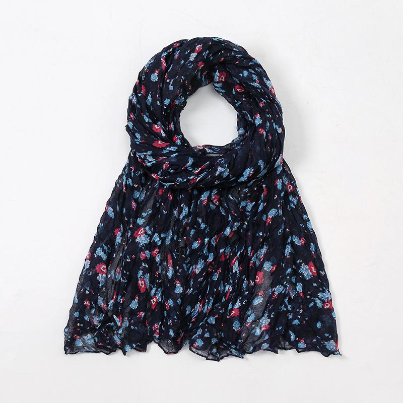Spain Lovely Polka Floral Crinkle Viscose Shawl Scarf Lady Soft Thin Beach Wrap Pashmina Stole Bufandas Muslim Hijab 175*85Cm