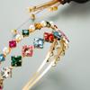 Women's Hair Band Double Layer Metal Hairhoop Pearl Inlaid Rhinestone Super Flash Headwear