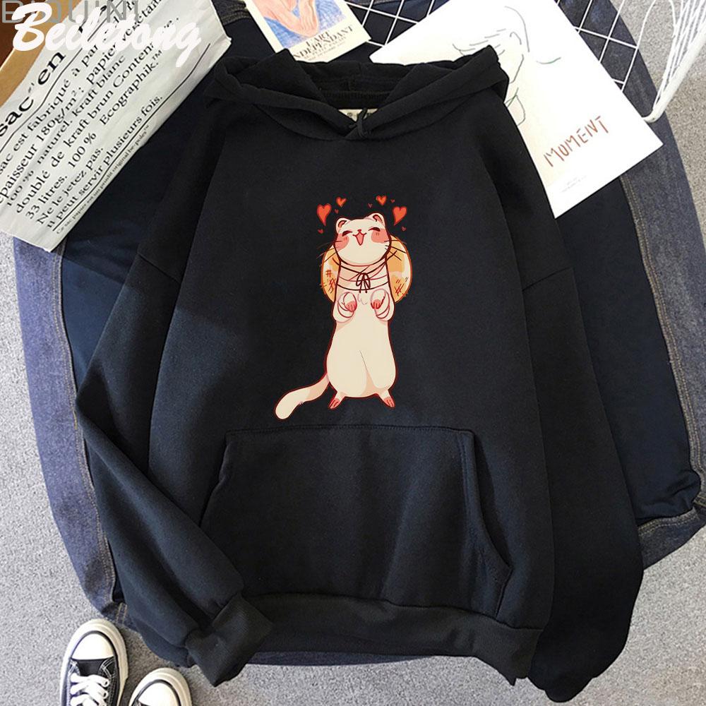 TGCF Cute Ferret Hoodie Tian Guan Ci Fu hoddies Kawaii Hoodie Harajuku Aesthetic Pink Tops Hoodies Women Couple Sweatshirt