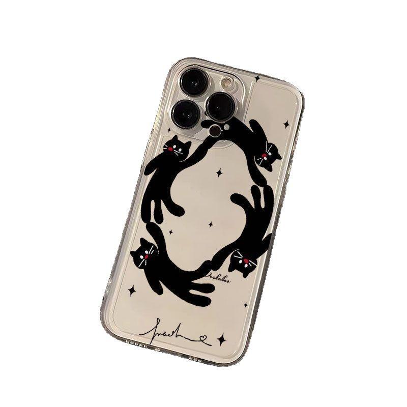 Circle Black Cat iPhone 17Promax Mobile Phone Case for Apple 16pro Space Case 14 Personality 15 Cute