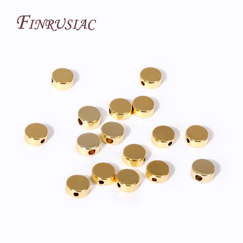 6X3MM 18K Gold Plated Flat Round Spacer Beads,High Quality Brass Metal Loose Bead Separators For Jewelry Making DIY Accessories