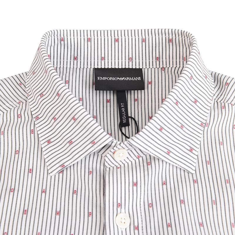 Emporio Armani Cotton Polo Long Sleeve Shirt Men Shirts Light-Gray 6H1CA4-1NXXZ-F107