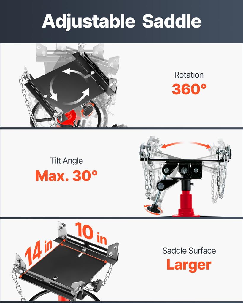 VEVOR Transmission Jack,0.75 Ton/1660 Lbs Capacity Hydraulic Telescopic Transmission Jack, 2-Stage Floor Jack Stand with Foot Pedal