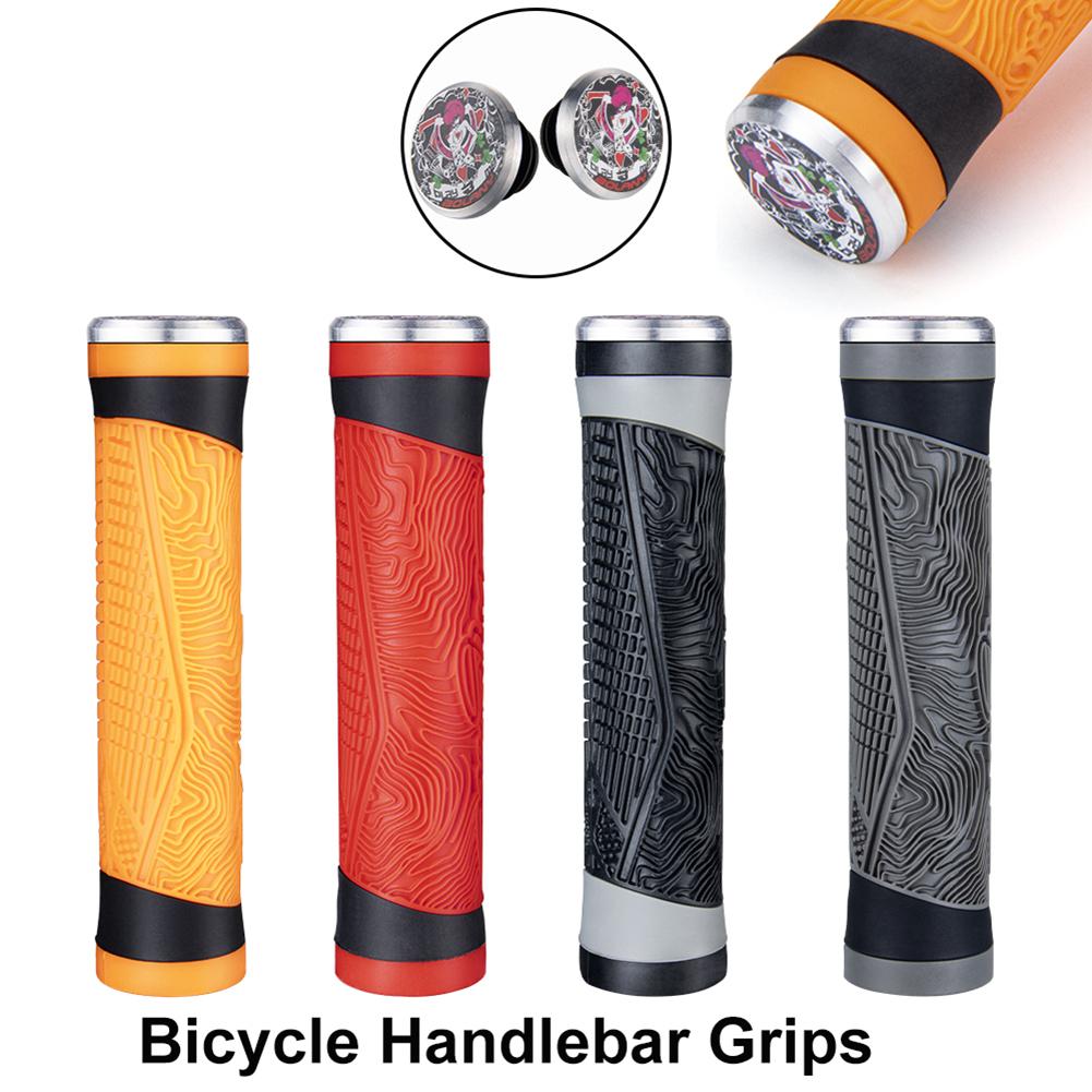 Bicycle Grips Cover Comfort Rubber Handlebar Grips Non-slip Shock Absorption Aluminum Alloy Single Lock Handle Cover