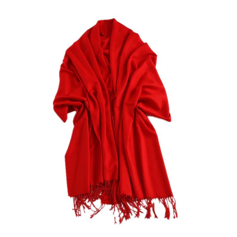 Solid Color Imitation Cashmere Scarf for Women Winter Korean Style Shawl and Scarf Dual Purpose Thickened Bridesmaid and Bride To Keep Warm in Autumn