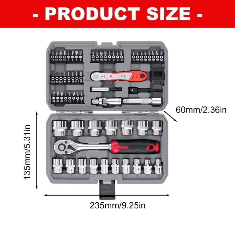 46 In 1 Complete Socket Wrench Tool Set for Auto Repairing Household Project Ratchet Screwdriver Hardware Tool Box