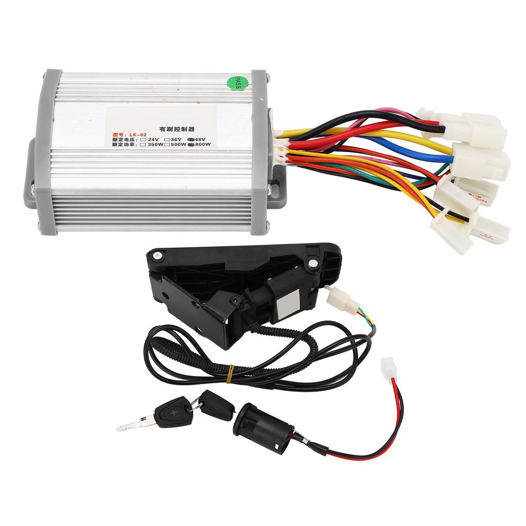 48V 800W Hastighetsmotorstyreenhet og Gasspedal med Låsenøkler for Elektrisk Sykkel Scooter