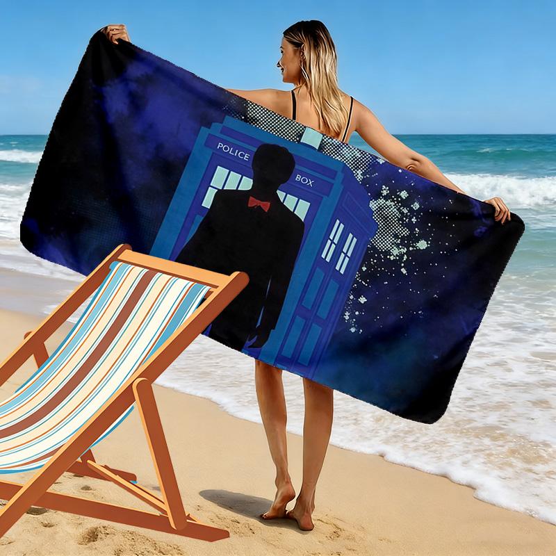 Doctor Who Print Beach Towel, Large Soft Quick Dry Towel for Beach Camping Swimming