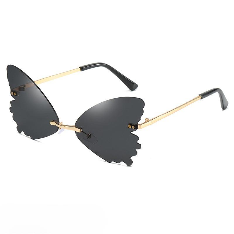Gafas de Sol Vintage sin Montura Forma de Mariposa Streetwear Mujer Lujo Divertido Rosa Gafas de Sol Tonos UV400 2026 Marca Diseñador SG031