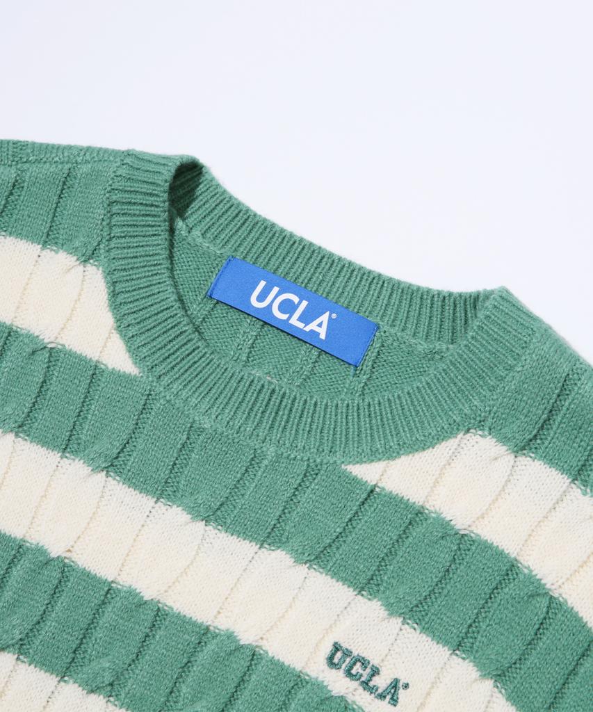 UCLA Women'S Striped Cable Knit Sweater [Green] (Ub1Lk51)