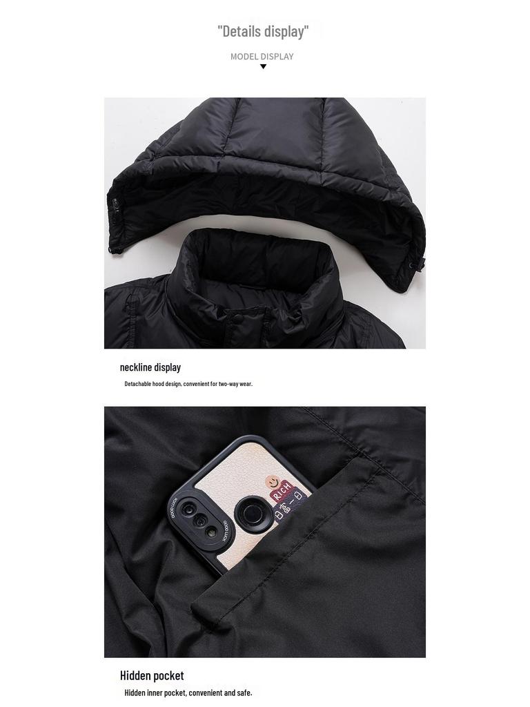 Men's 2025 Short Hooded Winter Down Puffer Jacket - Thick, Warm, High Fill Power