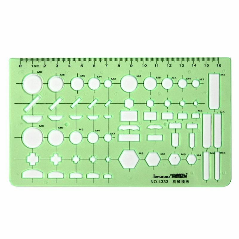 Jinsihou Durable Green Round Oval Geometry Template Ruler for Architectural Drawing and Furniture Design Resin Measuring Ruler