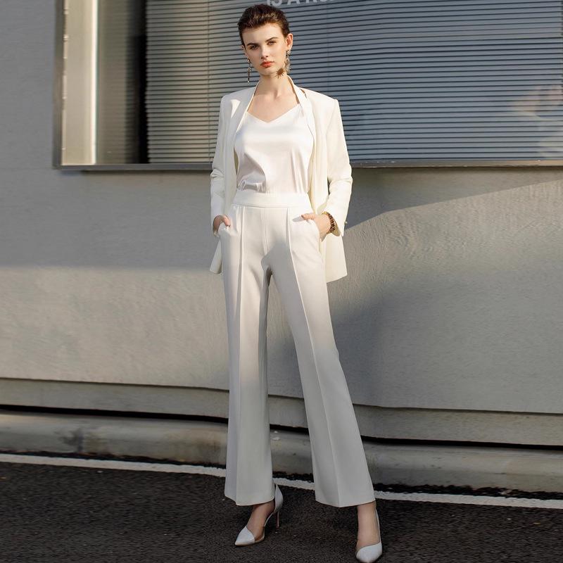 Women's High-End Formal White Suit with Micro-Flare Pants: Spring/Autumn Slim Fit