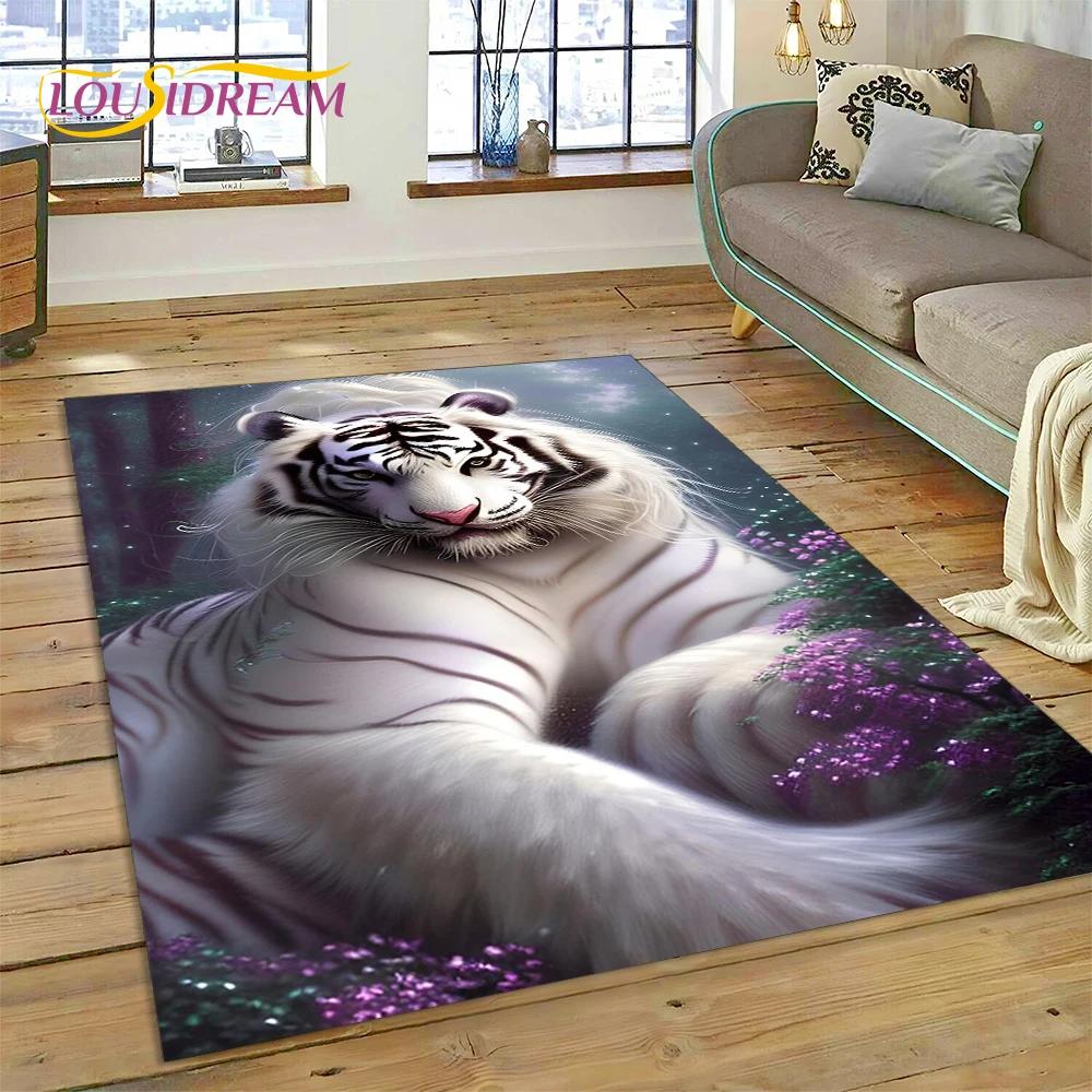 3d besta tigre leão animal vida selvagem dos desenhos animados tapete para casa sala de estar quarto sofá capacho decoração, área do miúdo tapete antiderrapante
