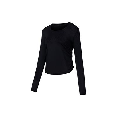 Solid Color Crew Neck Pullover Long Sleeve T-Shirt Women Tops Black SC1230005DY-BK01