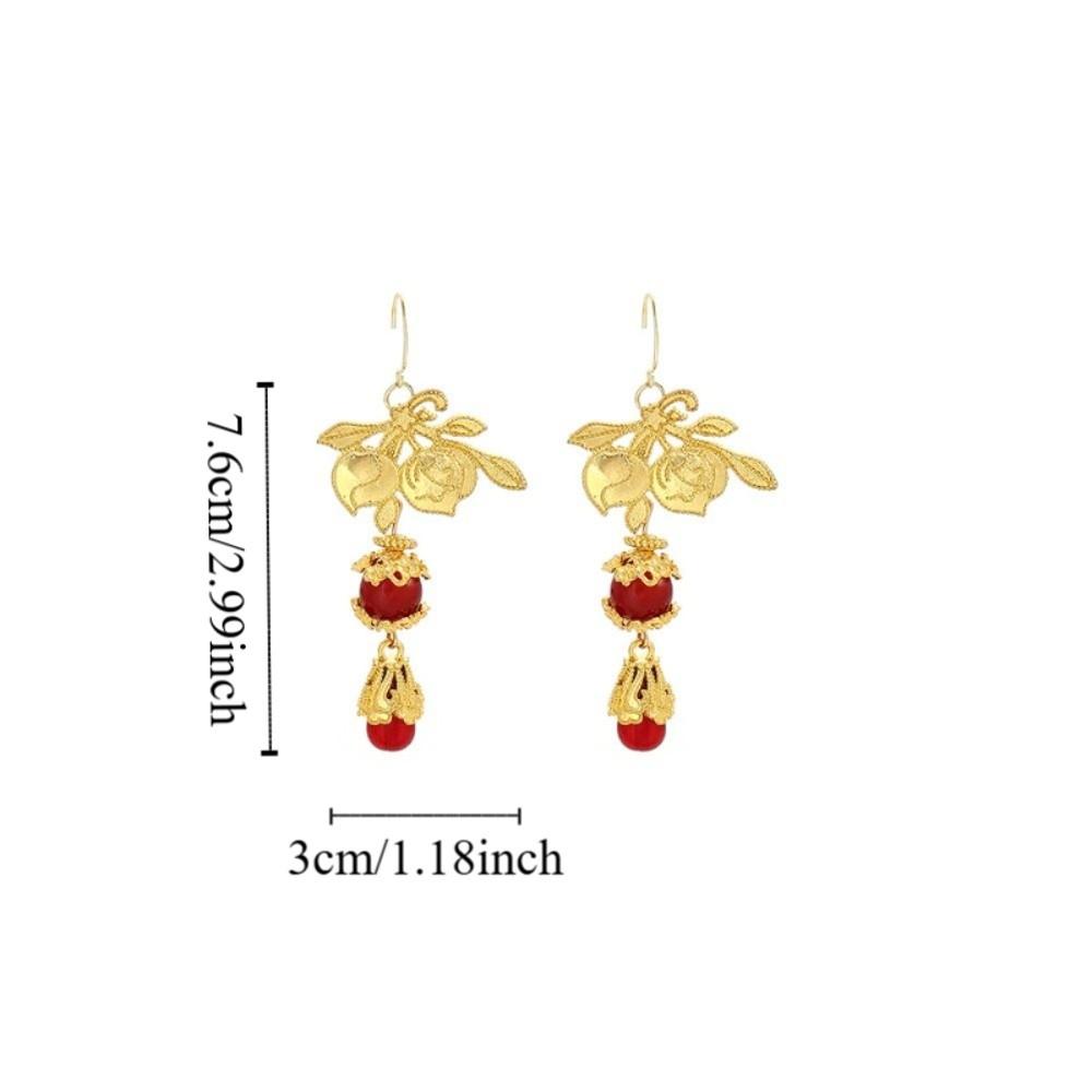 Aesthetic Bride Cherry Stud Earrings Jewelry New Year Earrings Chinese Wedding Earrings  Woman