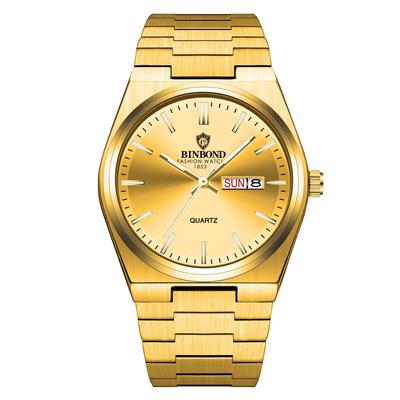 Waterproof Gold Stainless Steel Watch with Luminous Analog and Adjustable Strap Simple and Stylish Perfect Gift for or Christmas Men's Indices,